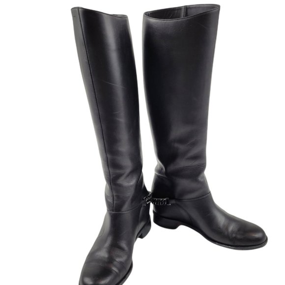 Christian Louboutin Calfskin Cate Chain Flat Tall Boots - Picture 3 of 13